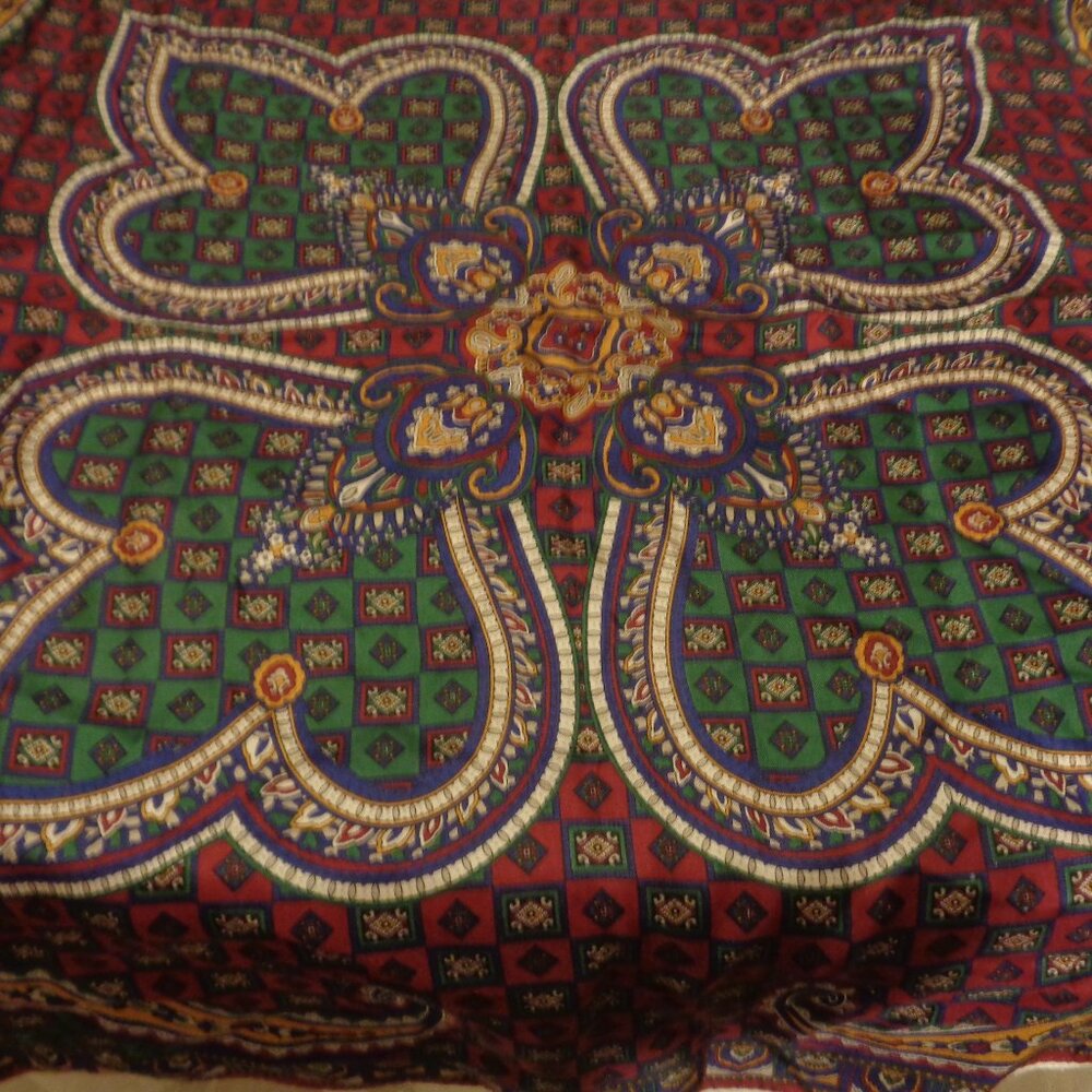 RETRO SILK PAISLEY & FLORAL MOTIFS SCARF